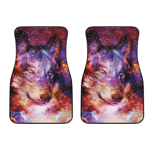 Galaxy Wolf Portrait Print Front Car Floor Mats