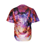 Galaxy Wolf Portrait Print Men's Baseball Jersey