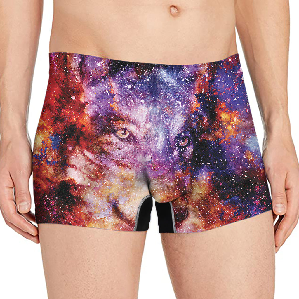 Galaxy Wolf Portrait Print Men's Boxer Briefs