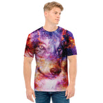 Galaxy Wolf Portrait Print Men's T-Shirt