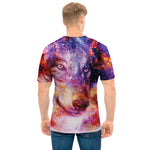 Galaxy Wolf Portrait Print Men's T-Shirt