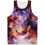 Galaxy Wolf Portrait Print Men's Tank Top