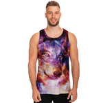 Galaxy Wolf Portrait Print Men's Tank Top