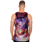 Galaxy Wolf Portrait Print Men's Tank Top