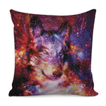 Galaxy Wolf Portrait Print Pillow Cover