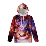 Galaxy Wolf Portrait Print Pullover Hoodie