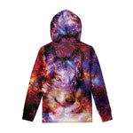 Galaxy Wolf Portrait Print Pullover Hoodie