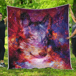 Galaxy Wolf Portrait Print Quilt