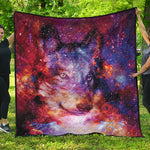 Galaxy Wolf Portrait Print Quilt