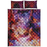 Galaxy Wolf Portrait Print Quilt Bed Set