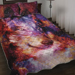 Galaxy Wolf Portrait Print Quilt Bed Set