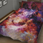 Galaxy Wolf Portrait Print Quilt Bed Set