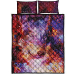 Galaxy Wolf Portrait Print Quilt Bed Set