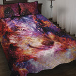 Galaxy Wolf Portrait Print Quilt Bed Set
