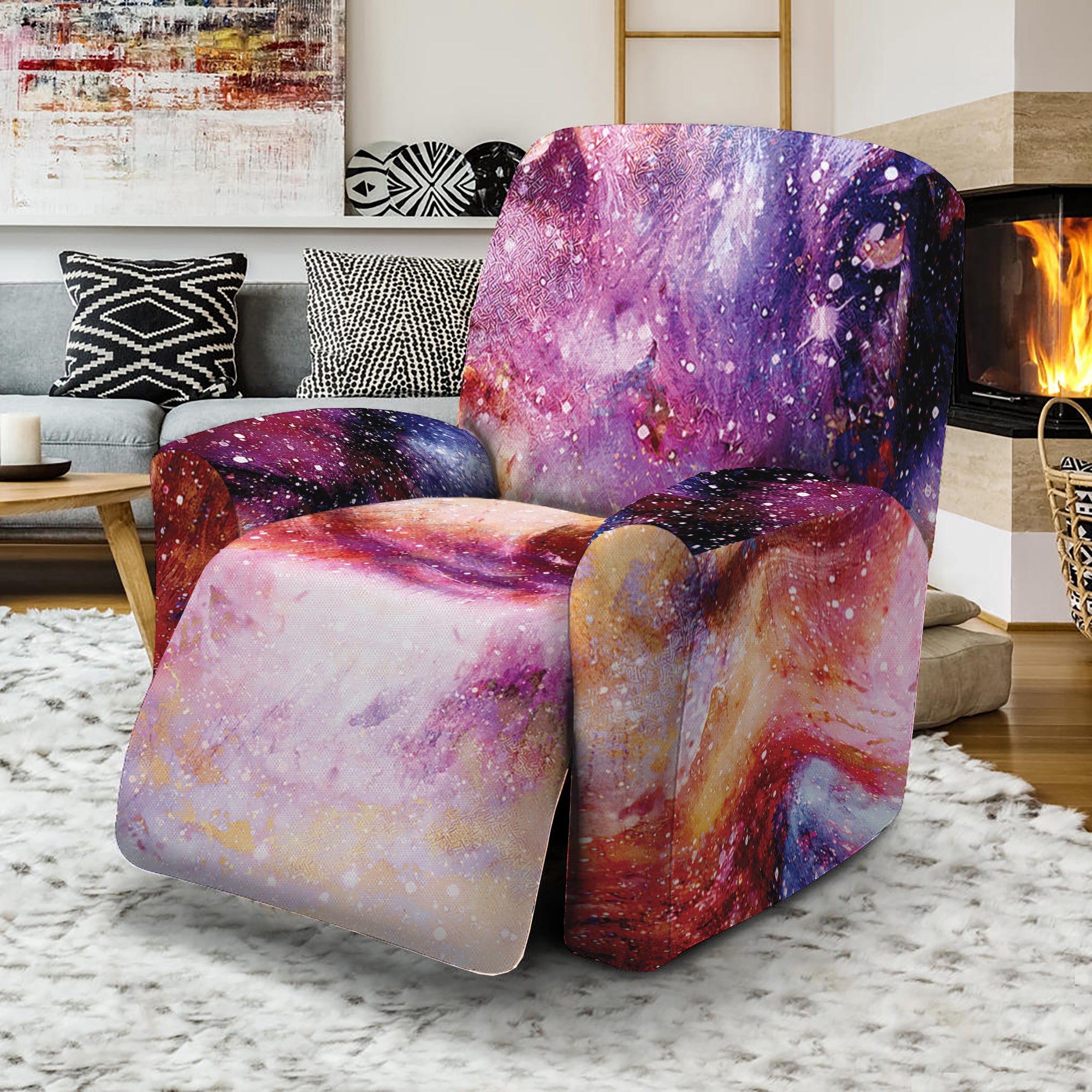 Galaxy Wolf Portrait Print Recliner Slipcover