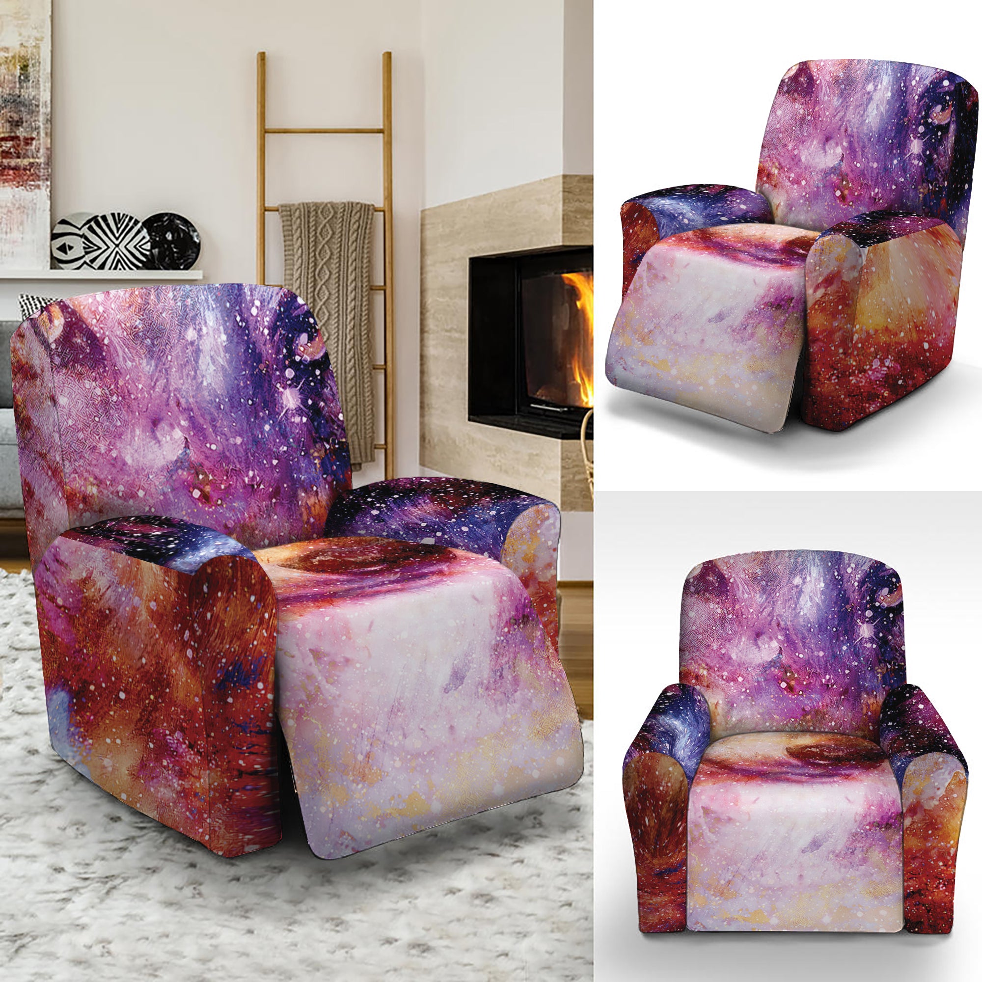 Galaxy Wolf Portrait Print Recliner Slipcover