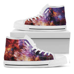 Galaxy Wolf Portrait Print White High Top Shoes