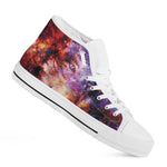Galaxy Wolf Portrait Print White High Top Shoes