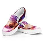 Galaxy Wolf Portrait Print White Slip On Shoes