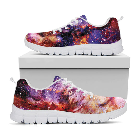 Galaxy Wolf Portrait Print White Sneakers