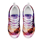 Galaxy Wolf Portrait Print White Sneakers