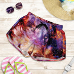Galaxy Wolf Portrait Print Women's Shorts