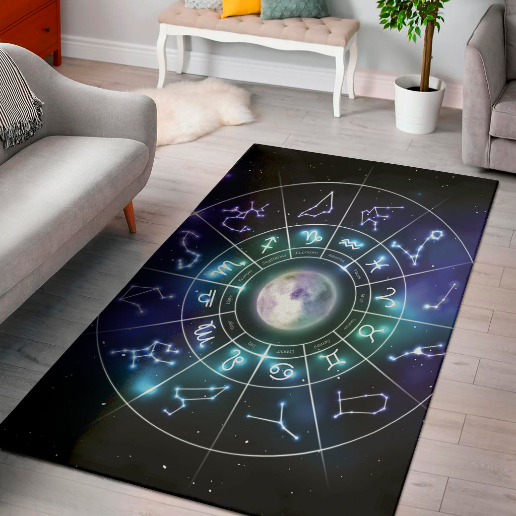 Galaxy Zodiac Wheel Print Area Rug