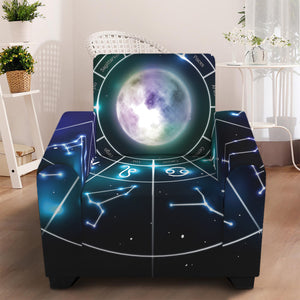 Galaxy Zodiac Wheel Print Armchair Slipcover