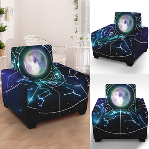 Galaxy Zodiac Wheel Print Armchair Slipcover