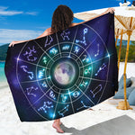 Galaxy Zodiac Wheel Print Beach Sarong Wrap