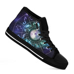 Galaxy Zodiac Wheel Print Black High Top Shoes