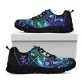 Galaxy Zodiac Wheel Print Black Running Shoes