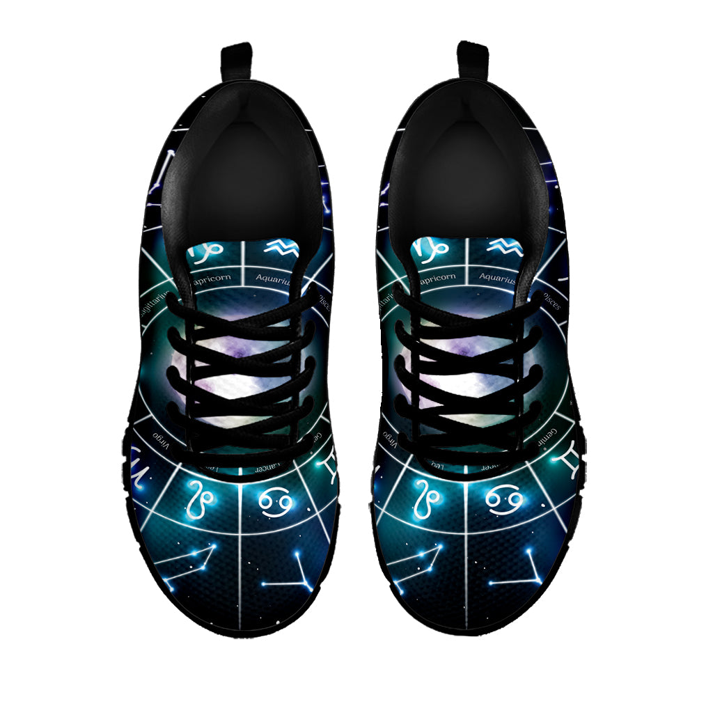 Galaxy Zodiac Wheel Print Black Sneakers