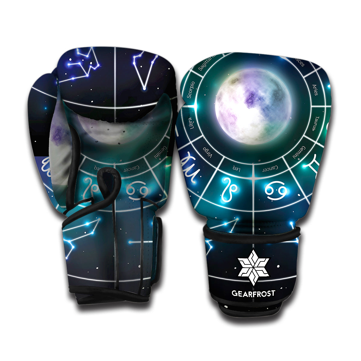 Galaxy Zodiac Wheel Print Boxing Gloves