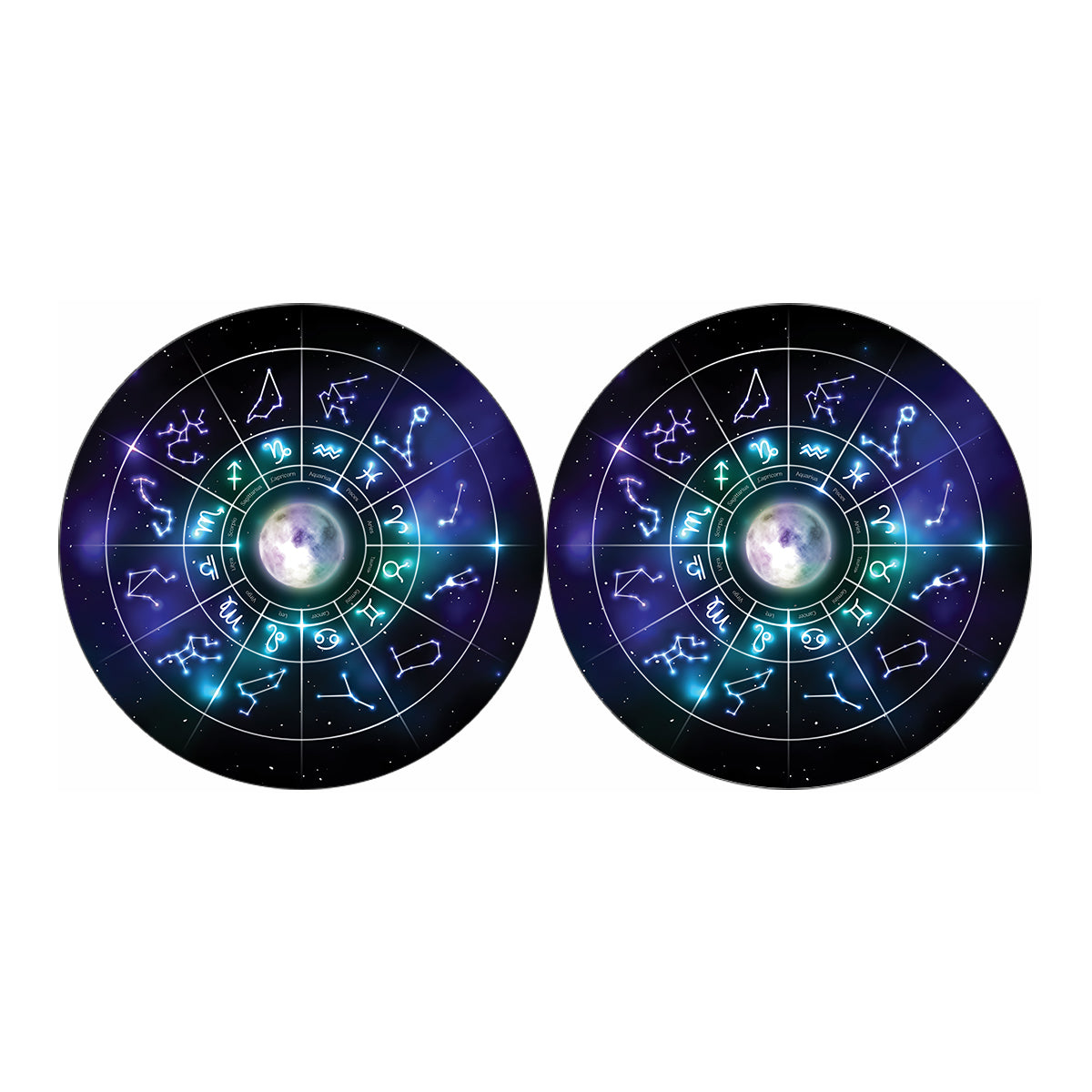 Galaxy Zodiac Wheel Print Car Coasters