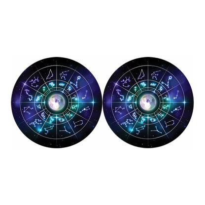 Galaxy Zodiac Wheel Print Car Coasters