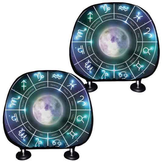 Galaxy Zodiac Wheel Print Car Headrest Covers