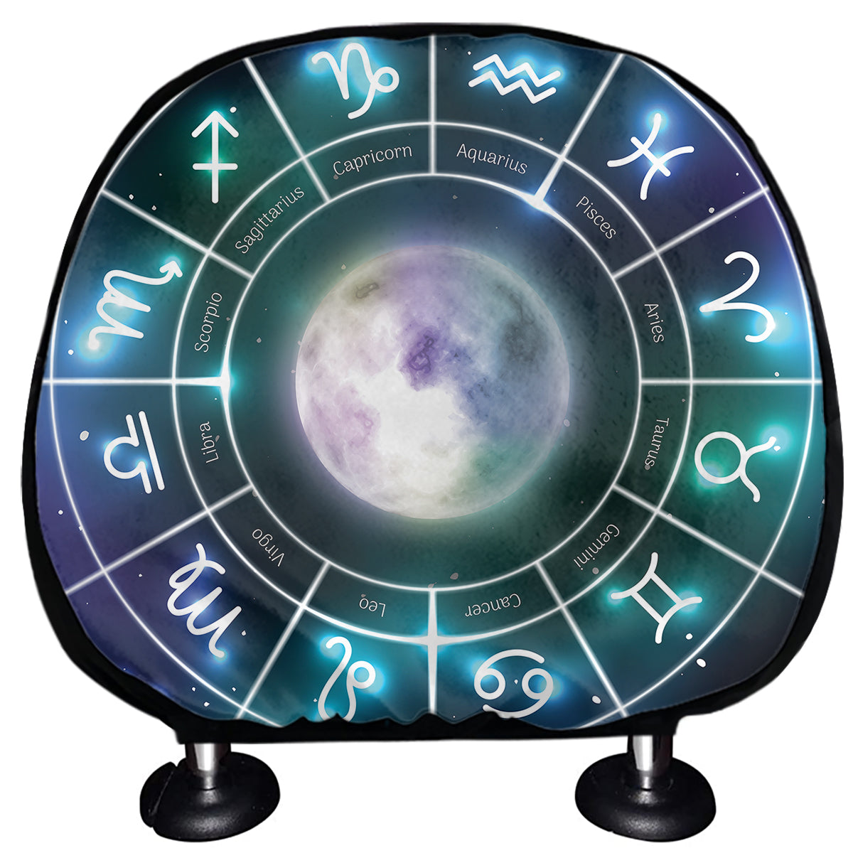 Galaxy Zodiac Wheel Print Car Headrest Covers