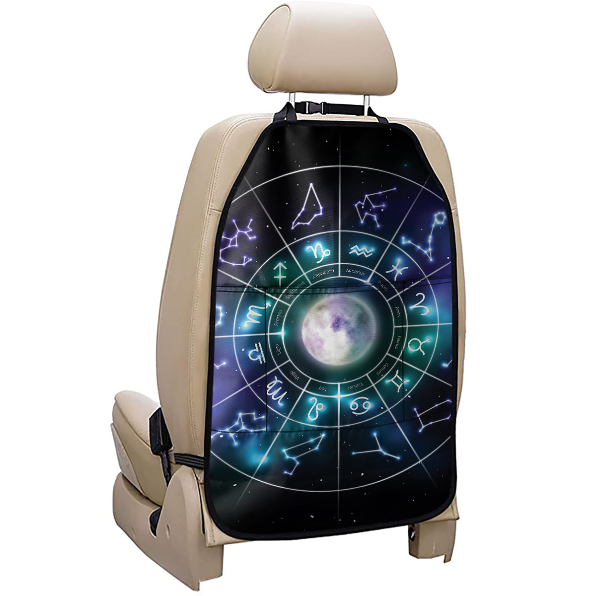 Galaxy Zodiac Wheel Print Car Seat Organizers