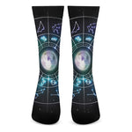 Galaxy Zodiac Wheel Print Crew Socks