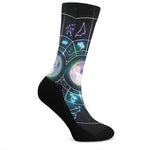 Galaxy Zodiac Wheel Print Crew Socks