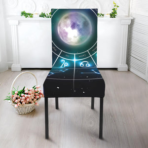 Galaxy Zodiac Wheel Print Dining Chair Slipcover