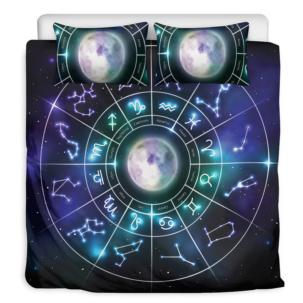 Galaxy Zodiac Wheel Print Duvet Cover Bedding Set