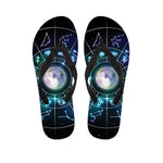Galaxy Zodiac Wheel Print Flip Flops
