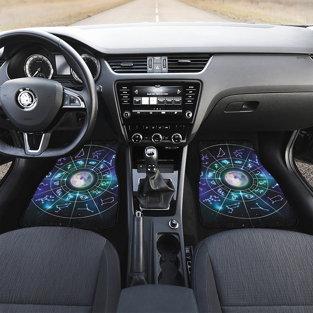 Galaxy Zodiac Wheel Print Front and Back Car Floor Mats
