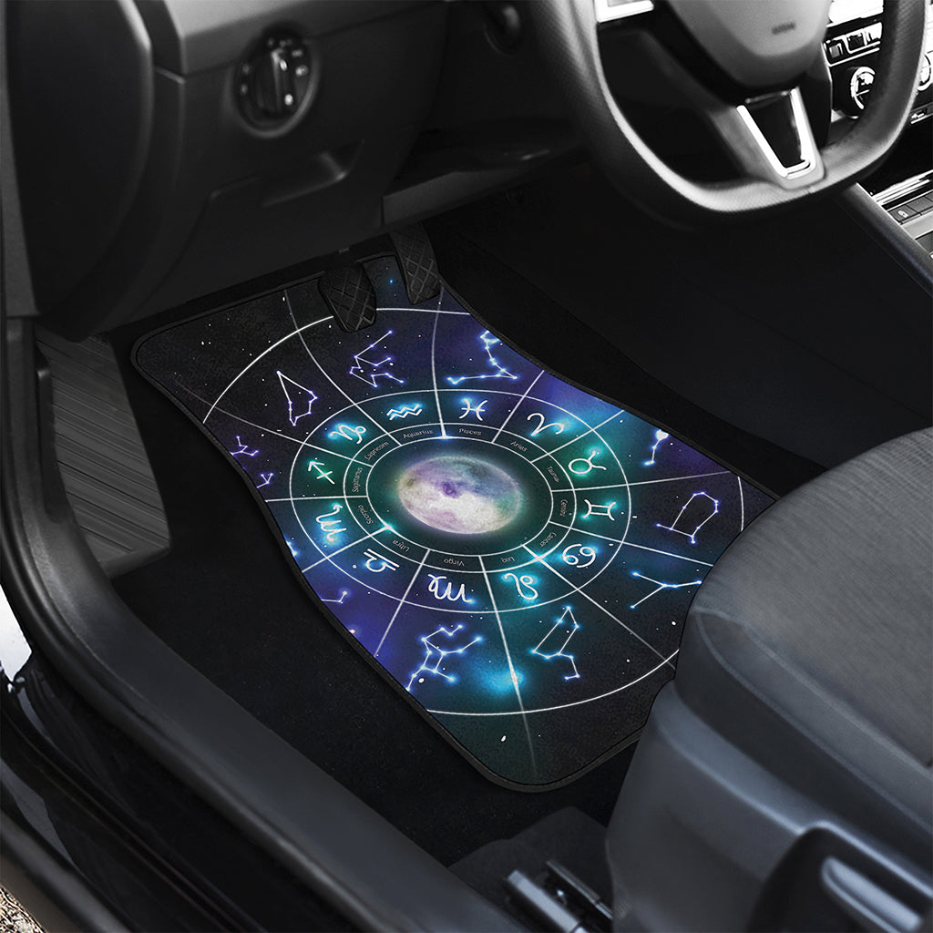 Galaxy Zodiac Wheel Print Front and Back Car Floor Mats