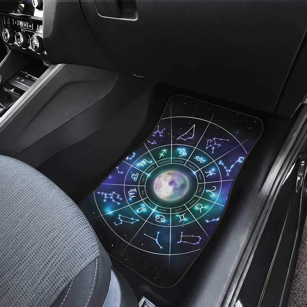 Galaxy Zodiac Wheel Print Front and Back Car Floor Mats