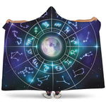Galaxy Zodiac Wheel Print Hooded Blanket