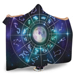 Galaxy Zodiac Wheel Print Hooded Blanket