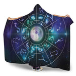 Galaxy Zodiac Wheel Print Hooded Blanket